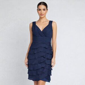 Adrianna Papell Cocktail Dress Tiered Ruffle